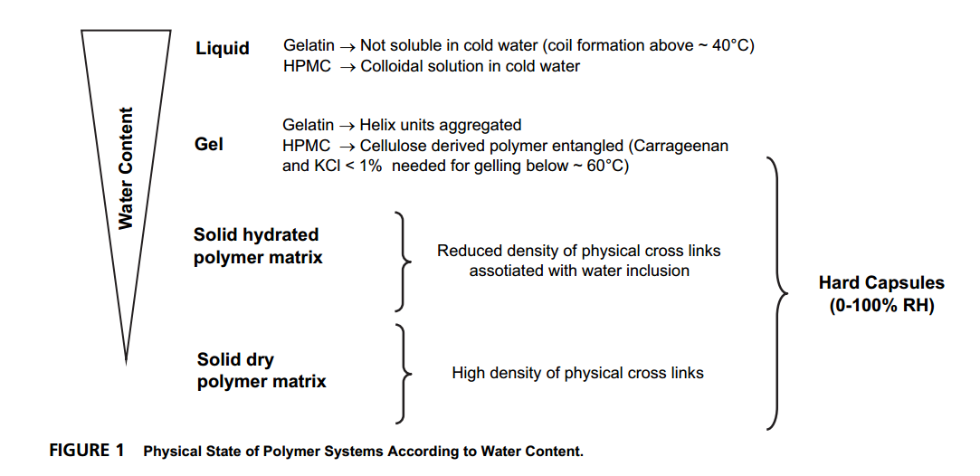 Physical State of Polymer Systems of the Gelatin and HPMC According to Water Content